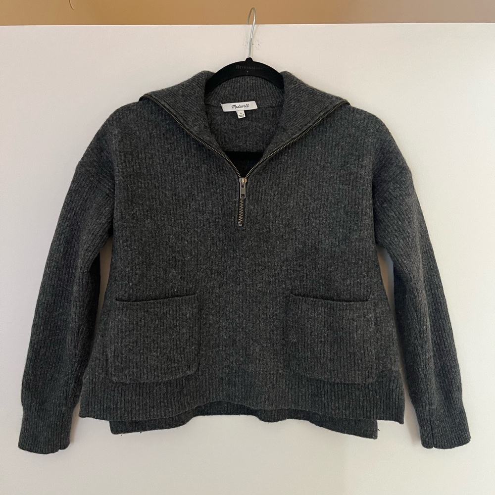Madewell Merino Wool Blend Charcoal Knit Sweater